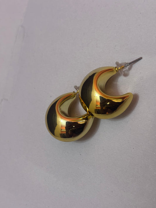 🌙 Golden Crescent Dome Earrings