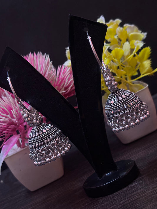 Aarvi Oxidized Hoop Jhumka