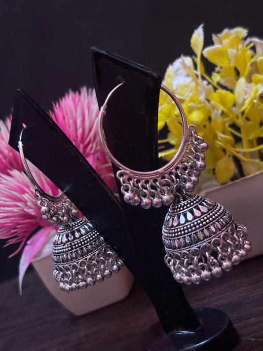 NoorBox Oxidized Jhumka Combo (Set of 6)