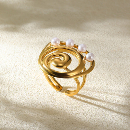 Playfully Pearly Gold Ring