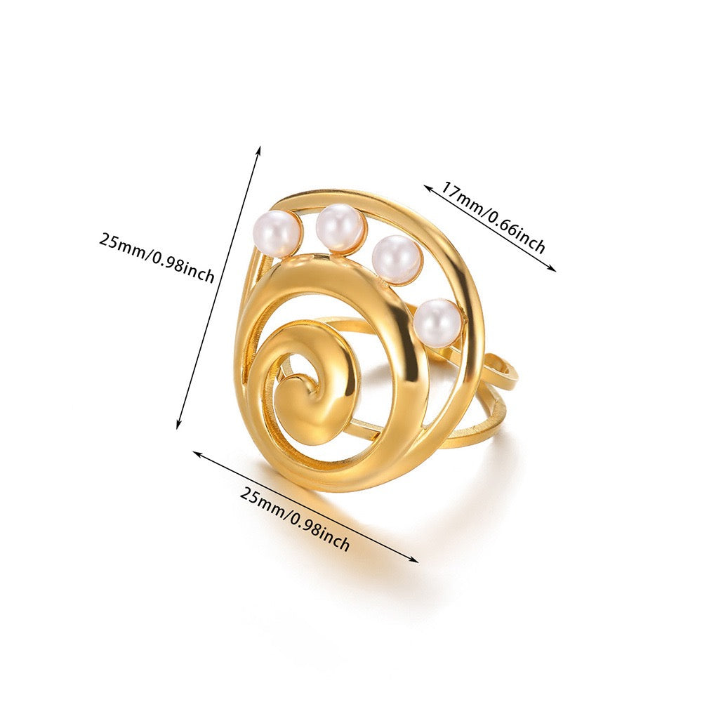 Playfully Pearly Gold Ring