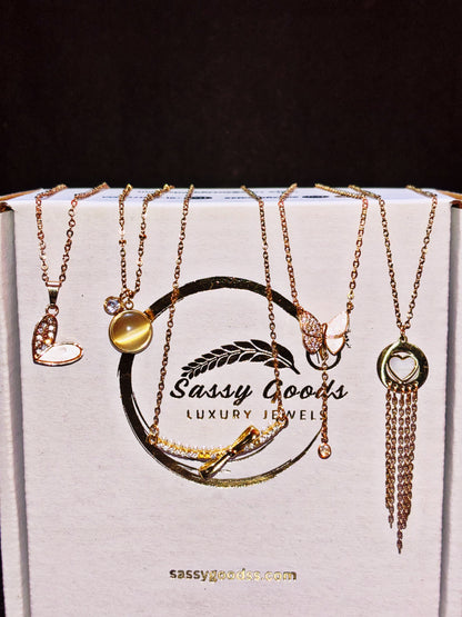 GlowMuse Luxe Layering Necklace Combo (Set of 5)