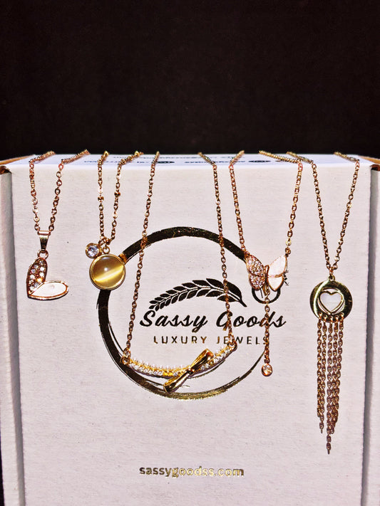 GlowMuse Luxe Layering Necklace Combo (Set of 5)