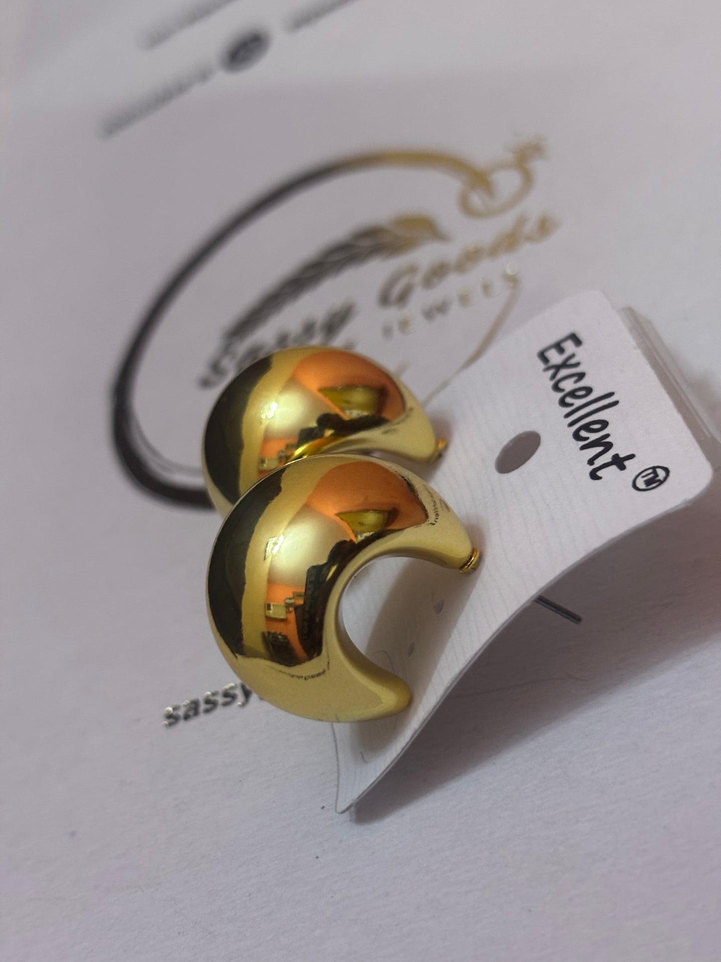 🌙 Golden Crescent Dome Earrings