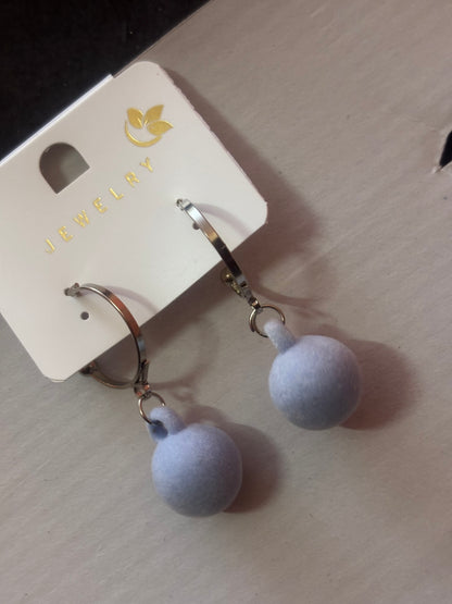 🍒 Velvet Blush Pom Earrings