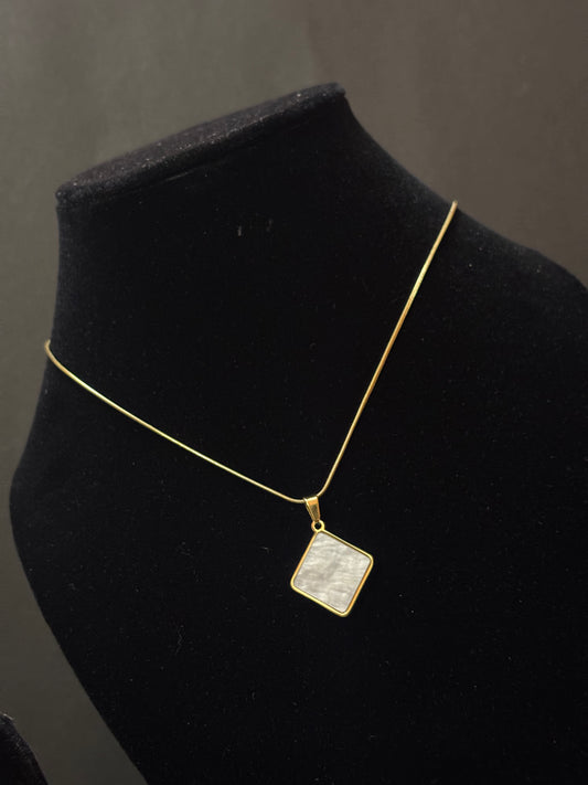 Opal Square Pendant Necklace