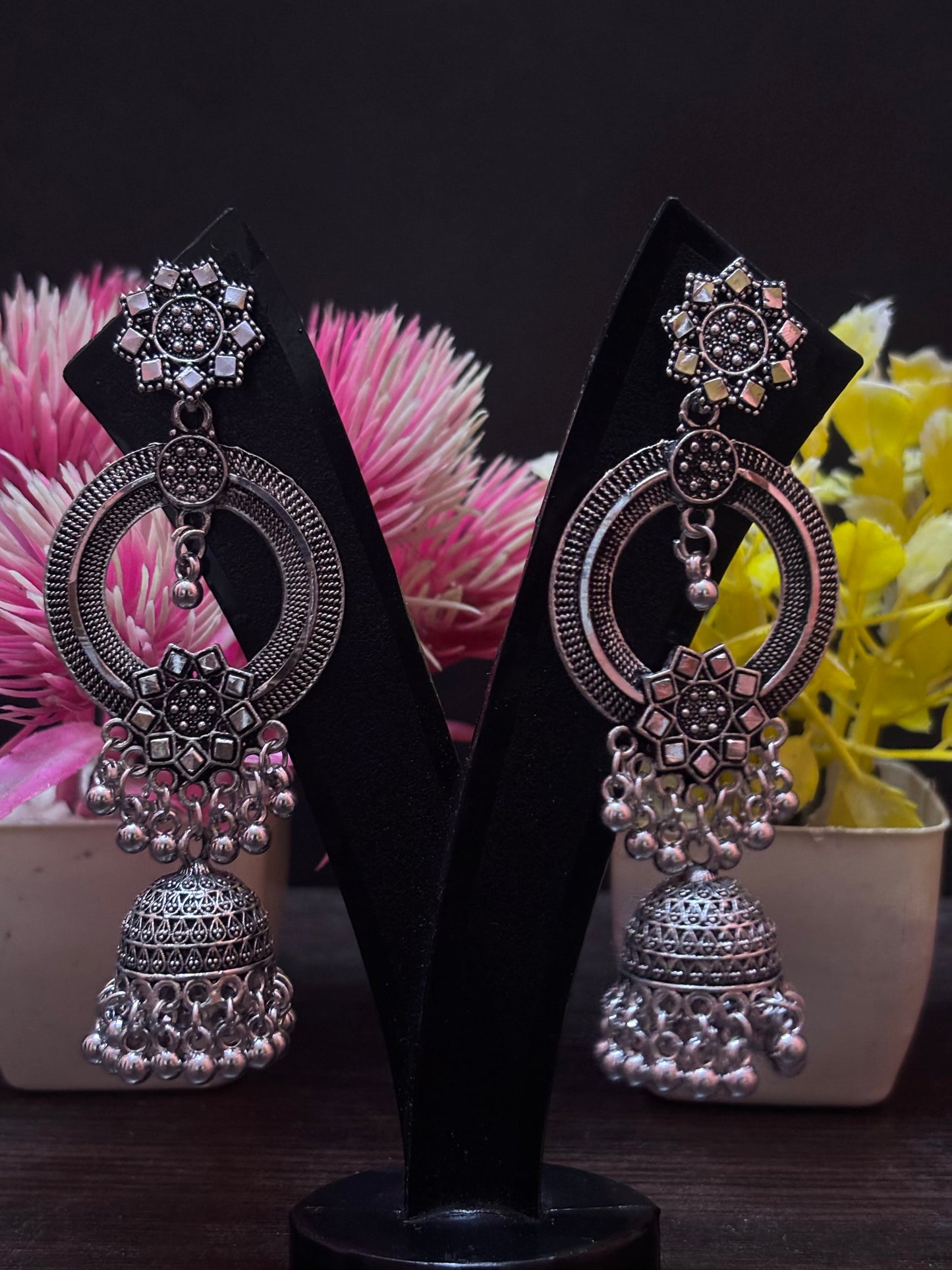 Tisya Layered Oxidized Statement Jhumka