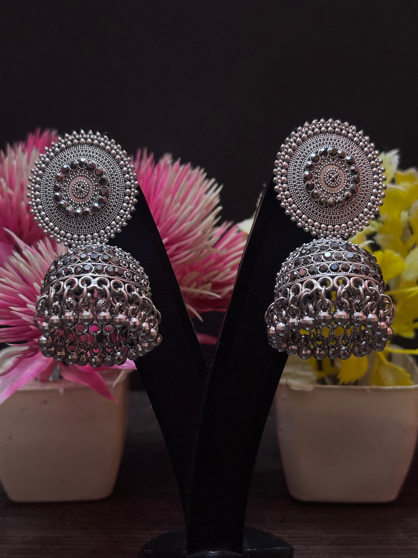 NoorBox Oxidized Jhumka Combo (Set of 6)