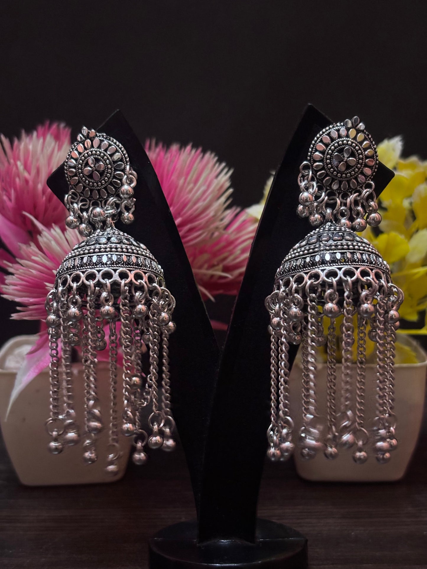NoorBox Oxidized Jhumka Combo (Set of 6)