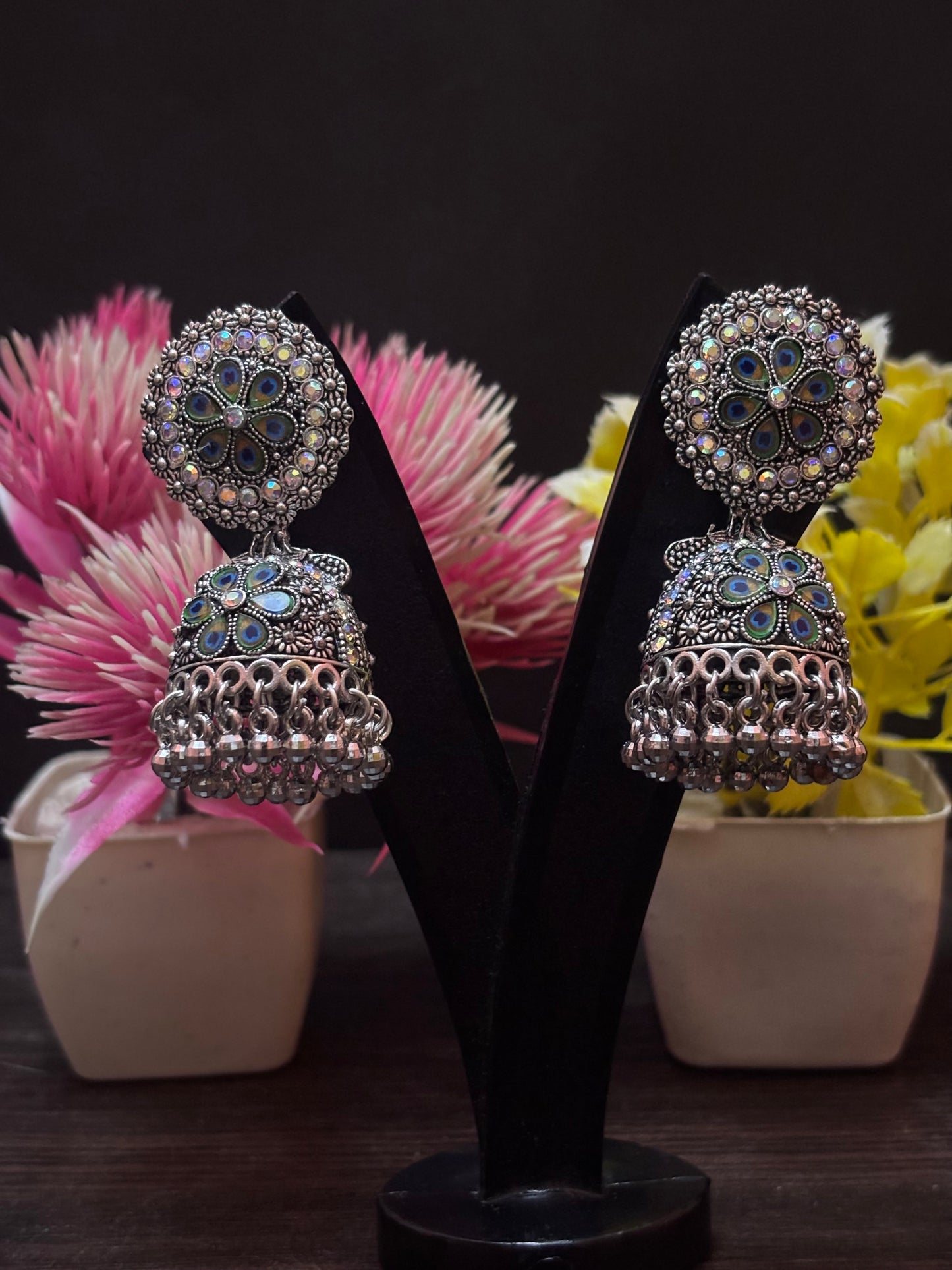 NoorBox Oxidized Jhumka Combo (Set of 6)