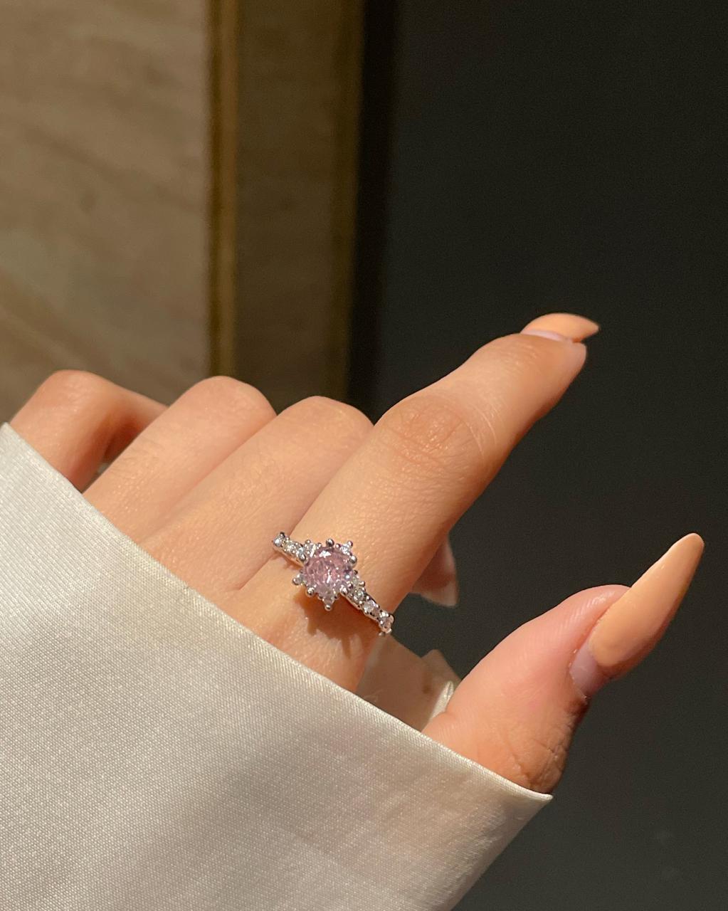 Florence Solitaire Ring- pink