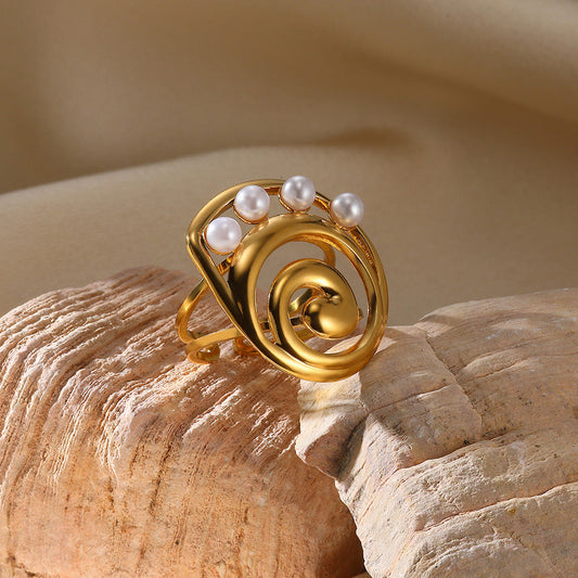 Playfully Pearly Gold Ring